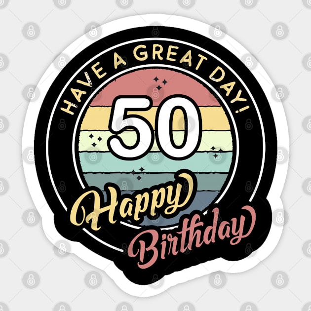 50 Years Old Happy Birthday Vintage Sunset Sticker by jutulen